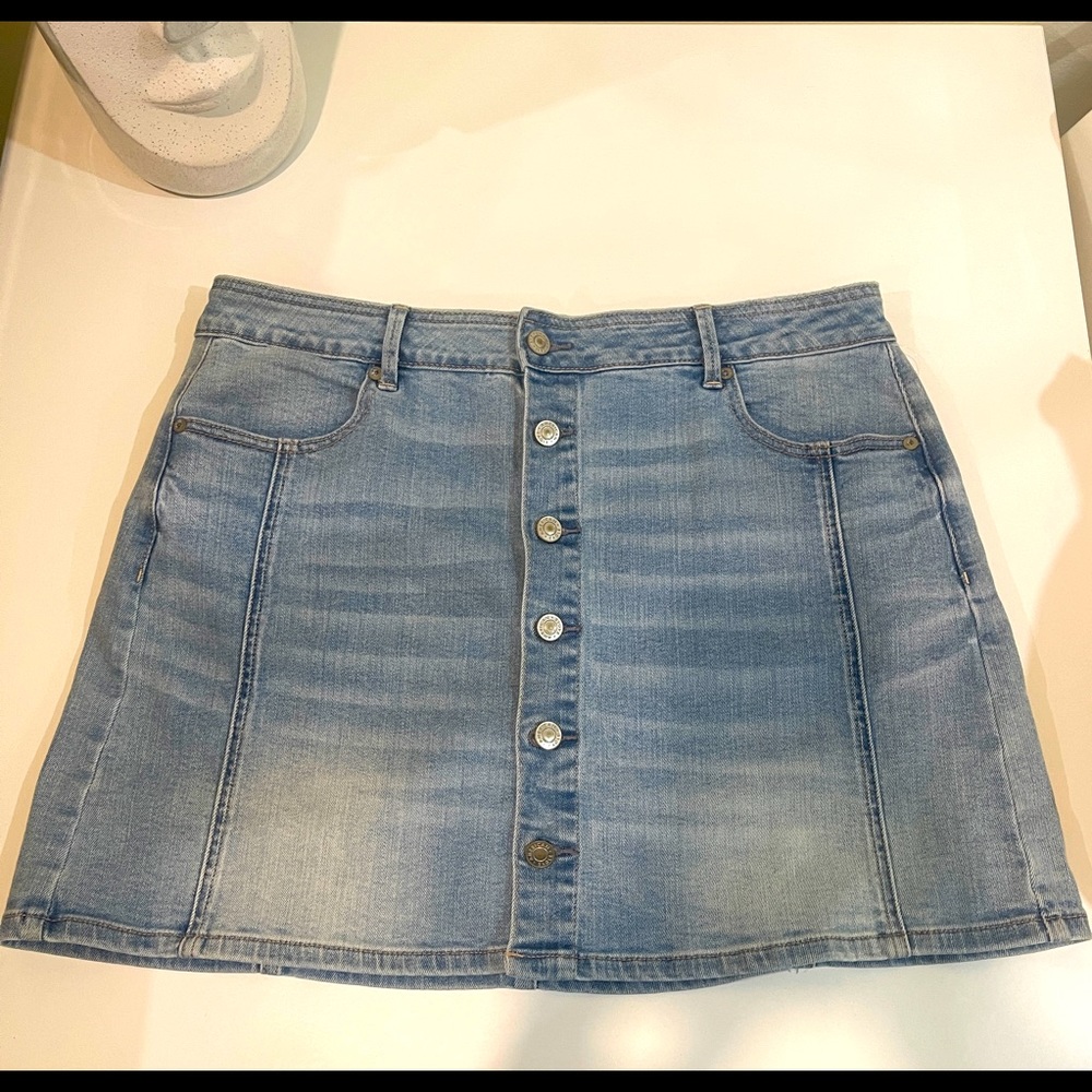 Jean hi rise a line skirt super stretch